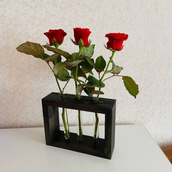 Ваза Еко дерев'яна з пробірками "Квадрат"   Венге 0018 фото