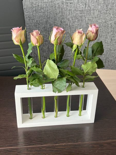 Ваза Еко дерев'яна з 5-ма пробірками  Горіх 0019 фото